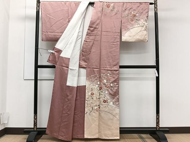 平和屋着物●訪問着　手描き　渡り橋飛鶴浜松文　暈し染め　正絹　逸品　未使用　CAAZ3941yc 平和屋着物○訪問着 手描き 渡り橋飛鶴浜松文 暈し染め