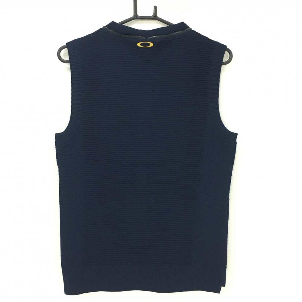 新品】オークリー ジップニットベスト ネイビー ロゴ刺しゅう メンズ M