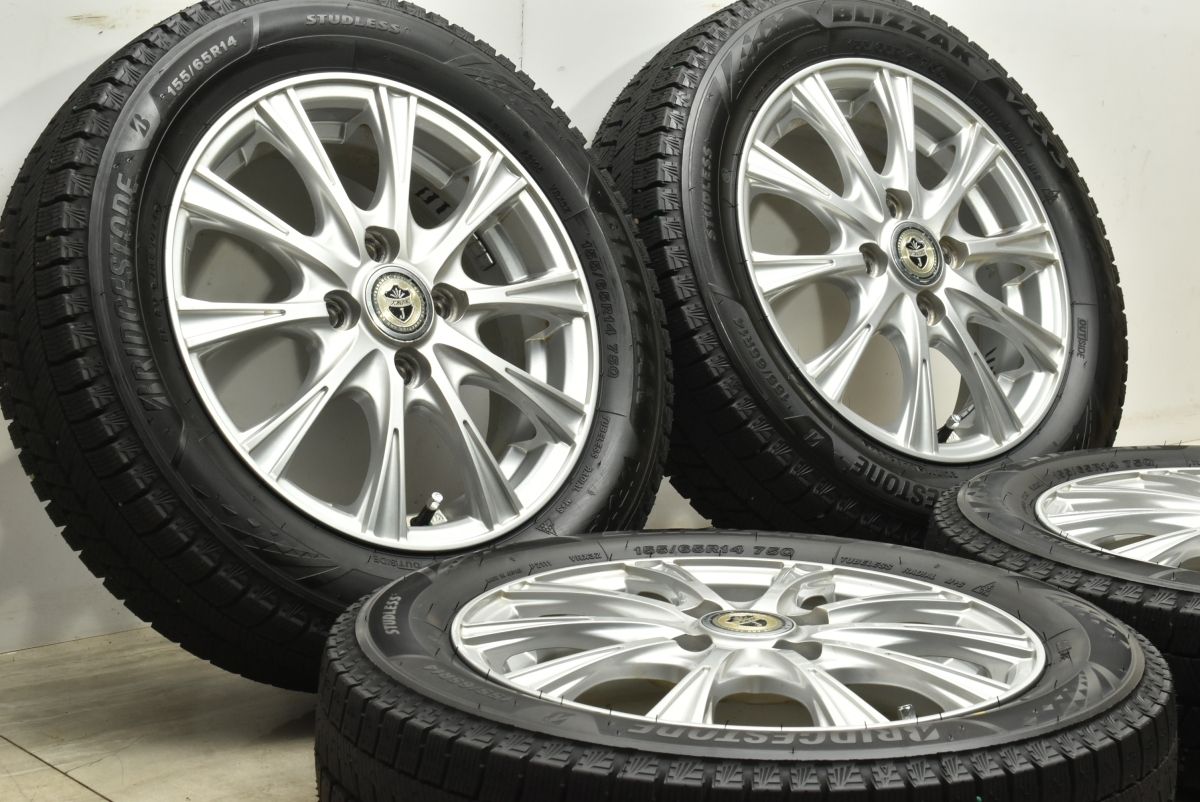 製 バリ溝 ジョーカー 14in 4.5J 45 PCD100 ブリヂストン ブリザック VRX3 155 65R14 N-BOX N-ONE ワゴンR アルト タント ムーブ