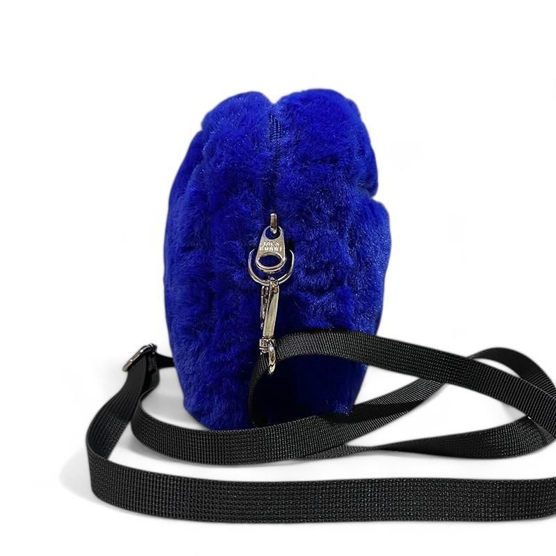 美品 JACK BUNNY ジャックバニー ファー ショルダーバッグ ブルー 美品 JACK BUNNY ジャックバニー ファー ショルダーバッグ