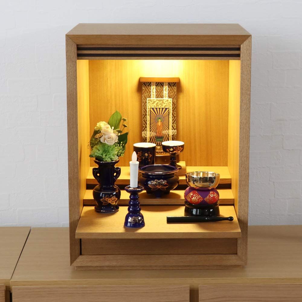 最短発送】瑠璃色 仏具セット 金蓮 ルリ 陶器 5点+おりんセット 香炉灰