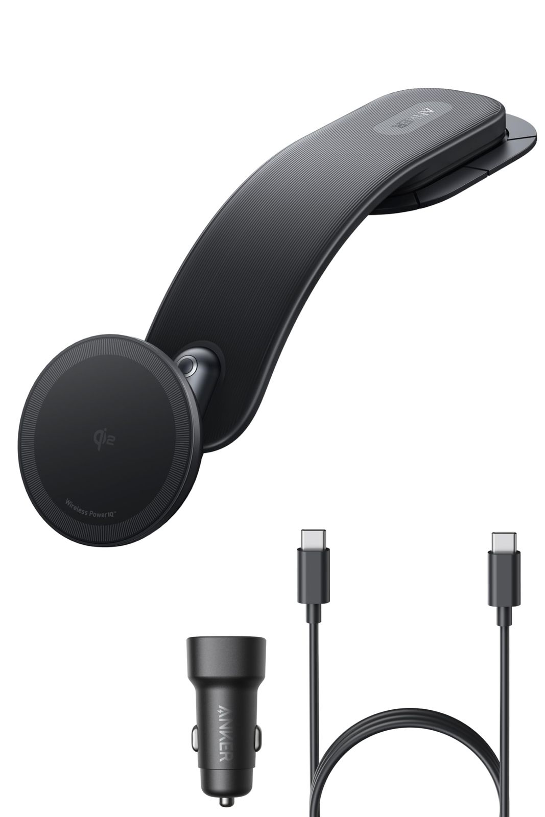 Anker Nano Wireless Charger MagGo 着脱式パッド with Car Charger 最大15W出力でワイヤレス充電 360°回転 最大45°まで 傾けられる 180°まで調整 形状記憶が な高耐久設計 iPhone …