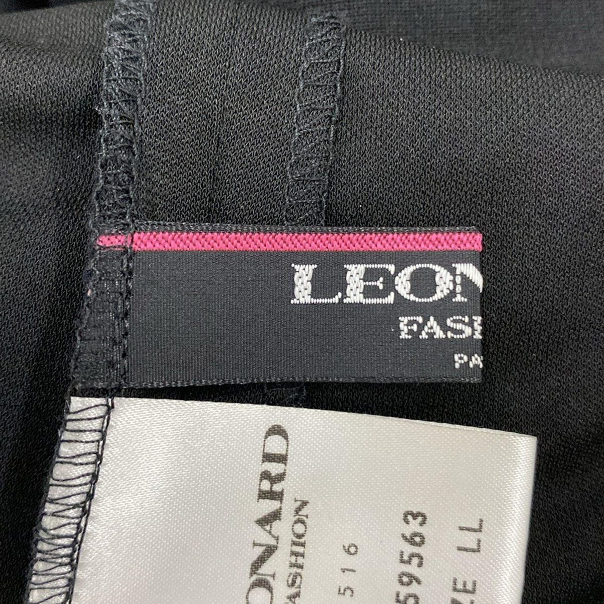 激安で季節を先取り。 LEONARD レオナール 七分袖カットソー サイズLL レディース - 黒 クルーネック カンカン素材 シースルー 品質保証で、高速配送！