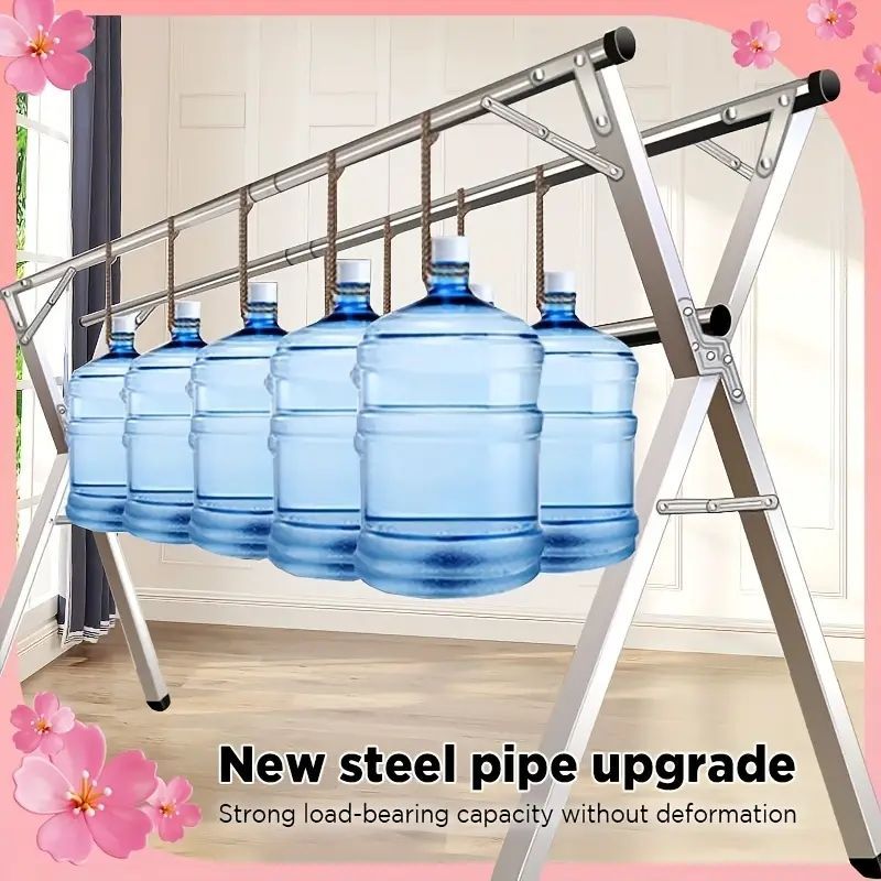 重厚ステンレス製折りたたみ式洗濯物干しラック 199.9cm