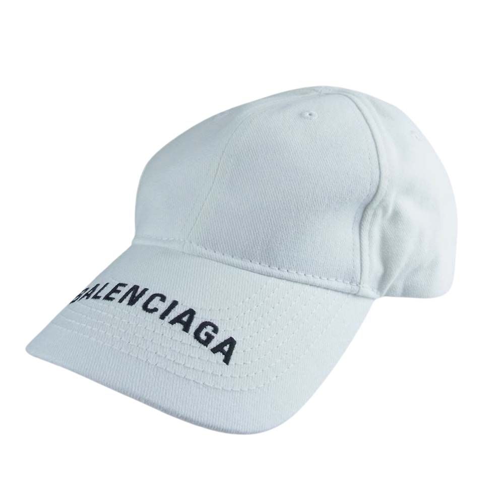 BALENCIAGA バレンシアガ  国内正規品 イタリア製 6パネル 刺繍 ロゴ キャップ ホワイト系 L 59【中古】
