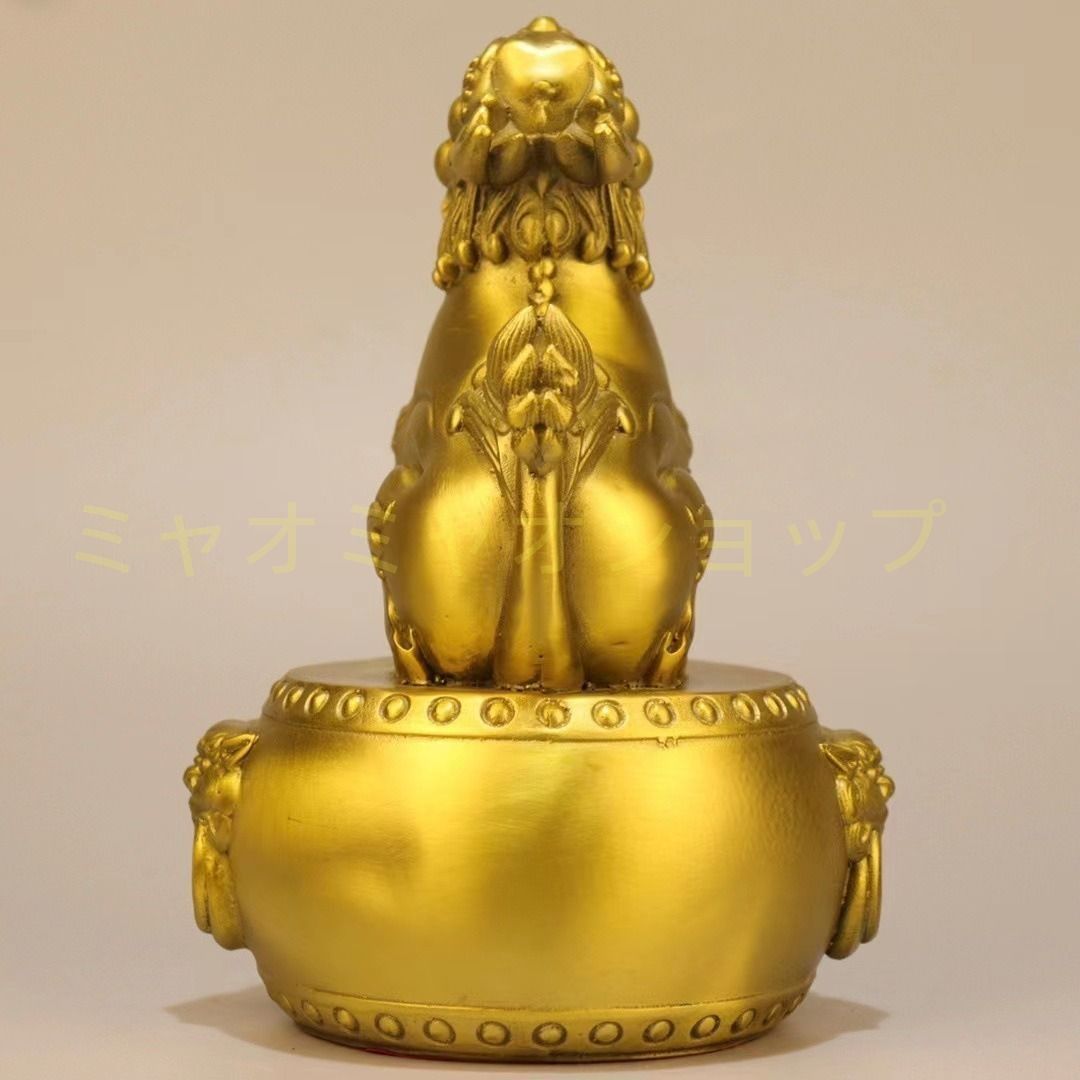 獅子 狛犬 望天吼 置物 オブジェ 招財 風水グッズ 黄金 ゴールド 銅製 開運 金運 風水グッズ 縁起物 厄払い 優雅 気高い 玄関 リビング 贈り物 伝統的 インテリア NEXPOTALLINN_EU