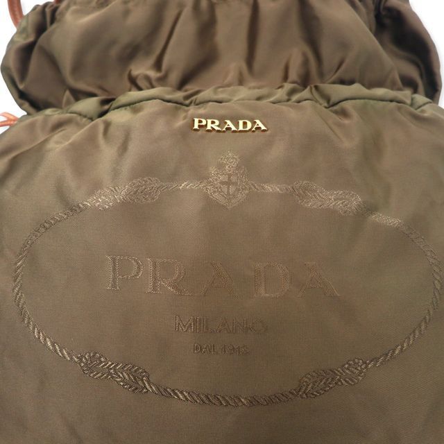 PRADA ジャガード 巾着 トートバッグ ショルダーバッグ カーキ
