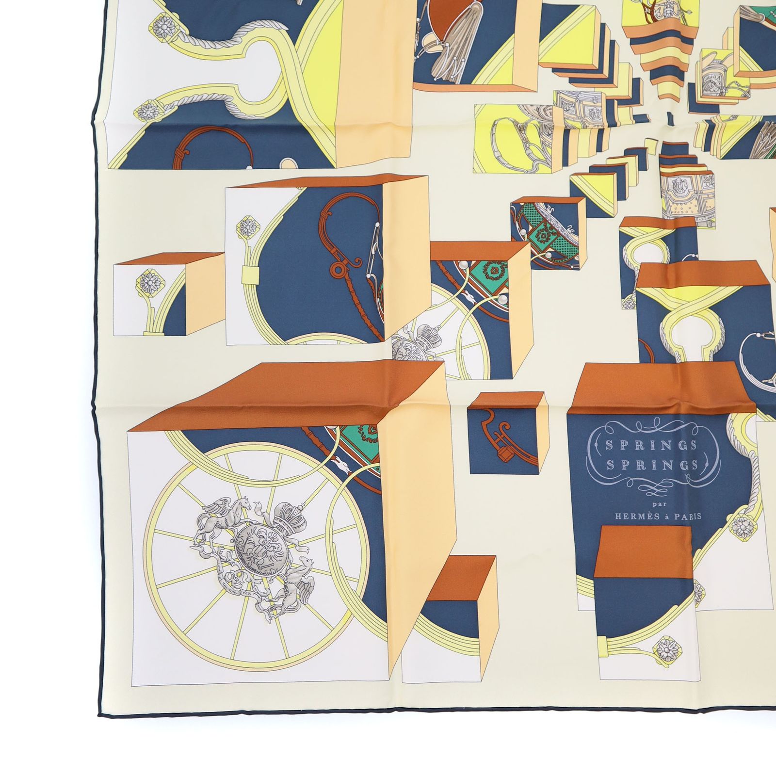 【最終価格】エルメス　カレ90 スカーフ　SPRINGS SPRINGS HERMES Vintage Silk Scarf Carre 90 SPRINGS エルメス シルクスカーフ