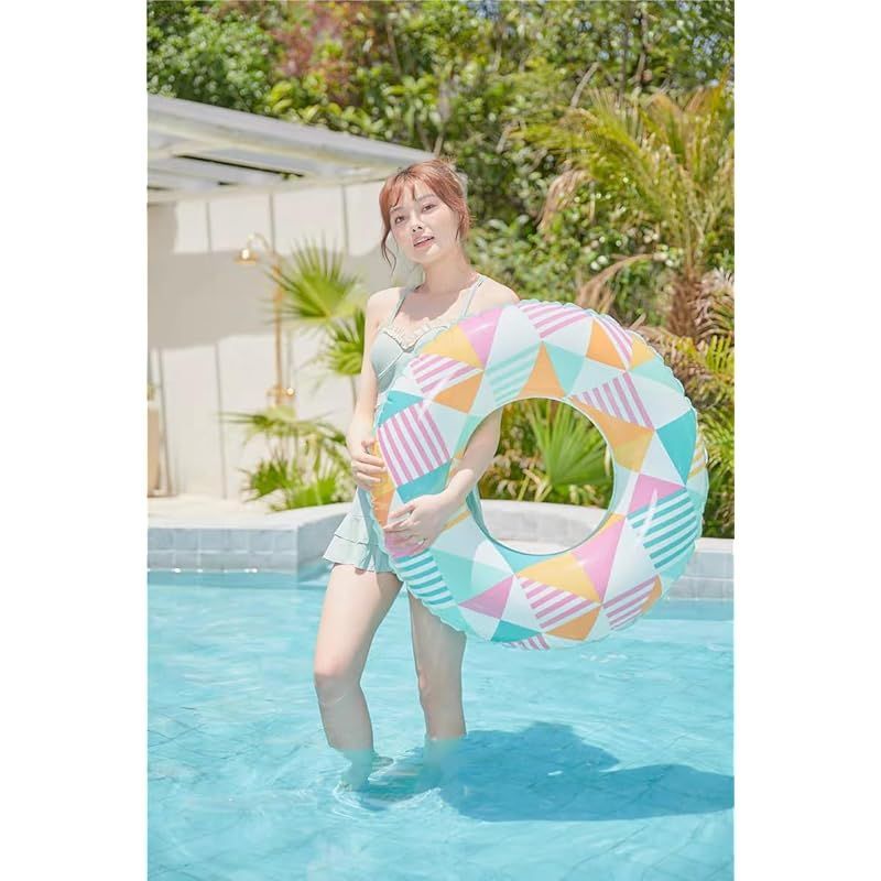 Siyzda 浮き輪 大人用 うきわ かわいい カラフルな三角形の Siyzda 浮き輪 大人用 うきわ かわいい カラフルな三角形の