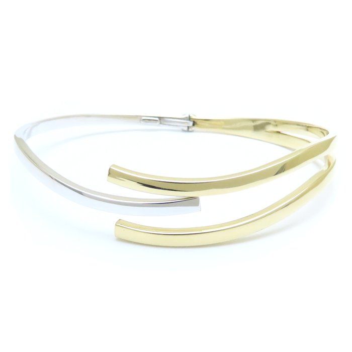 デザイン バングル コンビカラー K18YG イエローゴールドxK18WG  