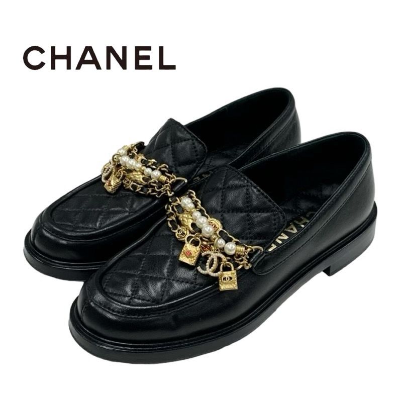 シャネル CHANEL ローファー 革靴 靴 シューズ レザー ブラック