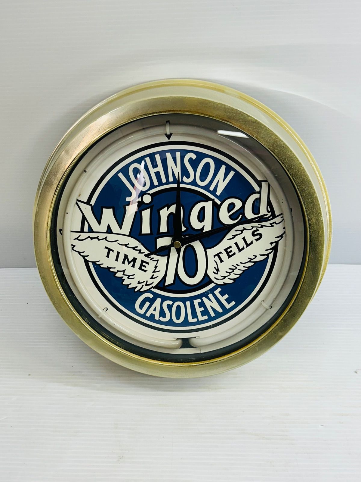 JOHNSON GASOLENE 掛け時計 アメリカンネオンロック 訳あり品