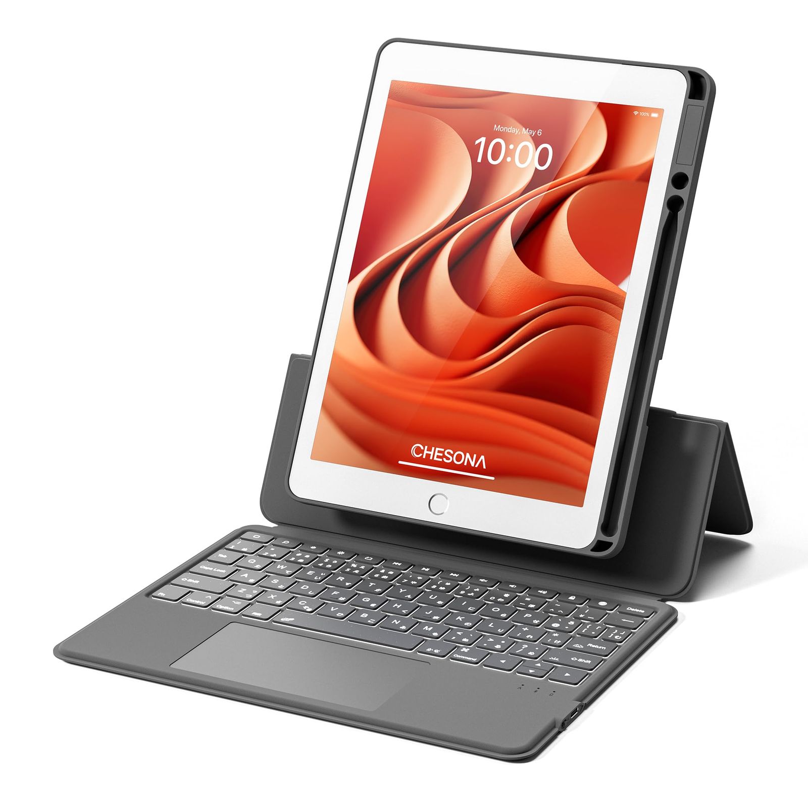 [Limited quantity] 7-color backlight multi-function touchpad, 15° to 180° adjustable bracket, fall prevention, 9/8/7 generation 10.2 inch sturdy keyboard case, scratch-resistant, iPad type-c rechargeable keyboard, detachable magnetic [with pencil holder] case Penci