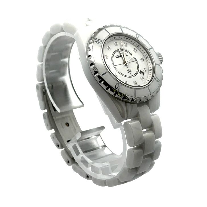 中古美品】 CHANEL シャネル J12 33mm 12Pダイヤモンド H1628 白セラミック クォーツ - メルカリ