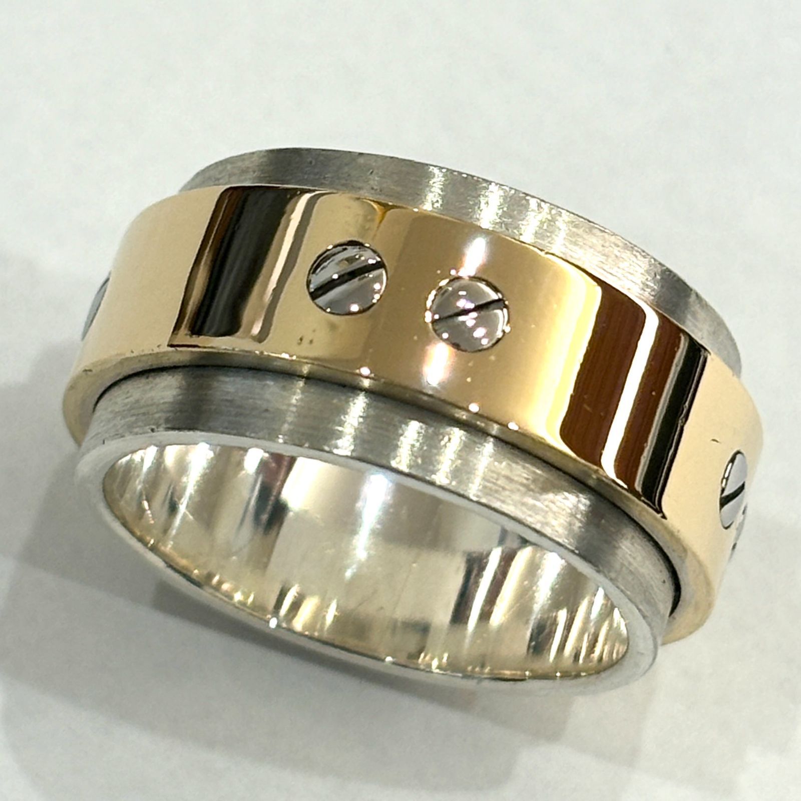 ΩNA2273 希少品！磨き済み！ Cartier カルティエ サントス100 リング K18YG 750 SS イエローゴールド ステンレス サイズ  約23号 総重量 21.83ｇ - メルカリ