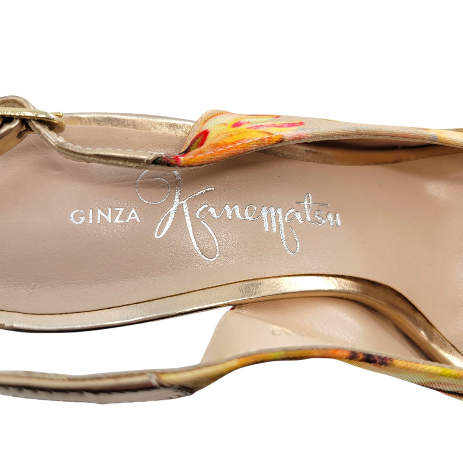 【銀座かねまつ】リボンパンプス サンダル ミュール 銀座かねまつ GINZAkanematsu サンダル ヒール 花柄 フラワー