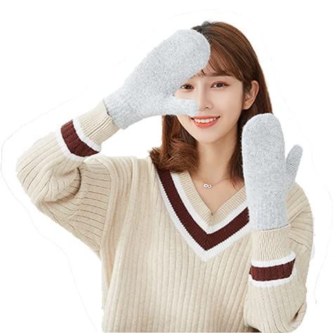 売切注意 お急ぎ下さい プレゼント アウトドア 新年 裏起毛 兎毛グローブ 自転車 冬 暖かい ニット手袋 超厚手 二重 男女兼用 ミトン手袋 防寒 ビグッド