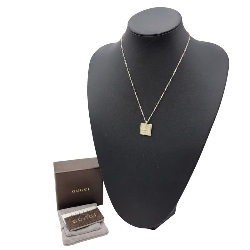 中古品】GUCCI グッチ AG925 TRADEMARK SQUARE PLATE SILVER