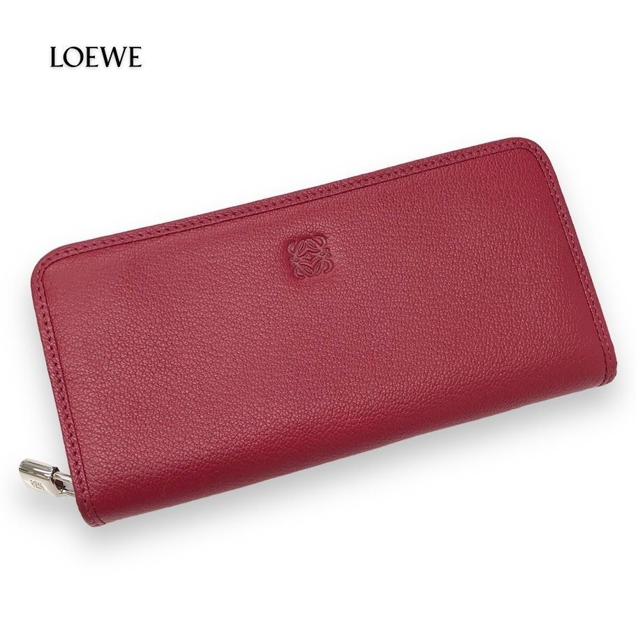 超美品 LOEWE ロエベ アナグラム レザー ラウンドファスナー 長財布【鑑定済み】