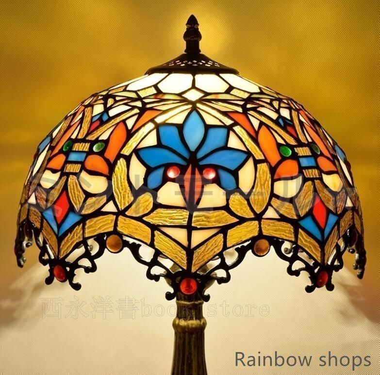 ステンドランプ 電気スタンド テーブルライト 花柄 レトロな雰囲気がおしゃれヴィンテージティファニー技法デスクライト