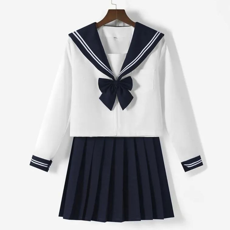 Formemory] セーラー服 本格制服 コスプレ XL JK 女子高生 ホワイト 長袖 蝶結び 3点セット プリーツスカート イギリス風 -  メルカリ