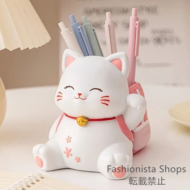 ペンホルダー メイクブラシホルダー 置物 装飾品 フィギュア 猫 ネコ ランドセル 桜 オブジェ オーナメント 動物 お洒落 い キュート 癒し ほっこり リビングルーム ダイニング 寝室 子供部屋 cp88