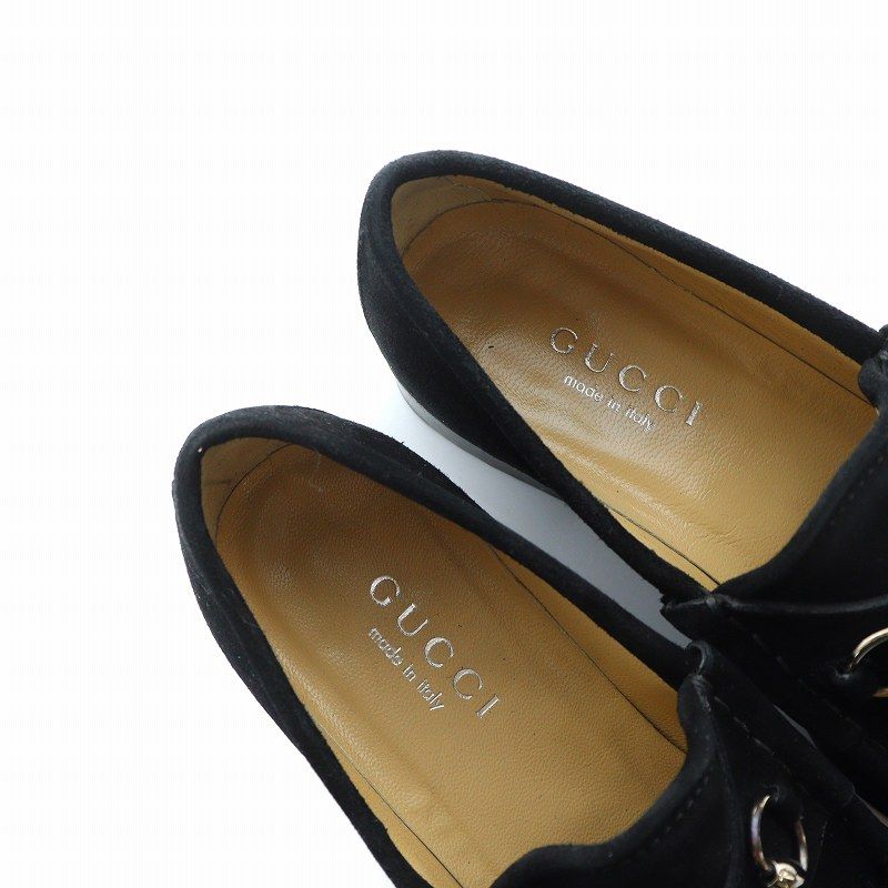 グッチ GUCCI ビットローファー スクエアトゥ ロゴ シルバー金具