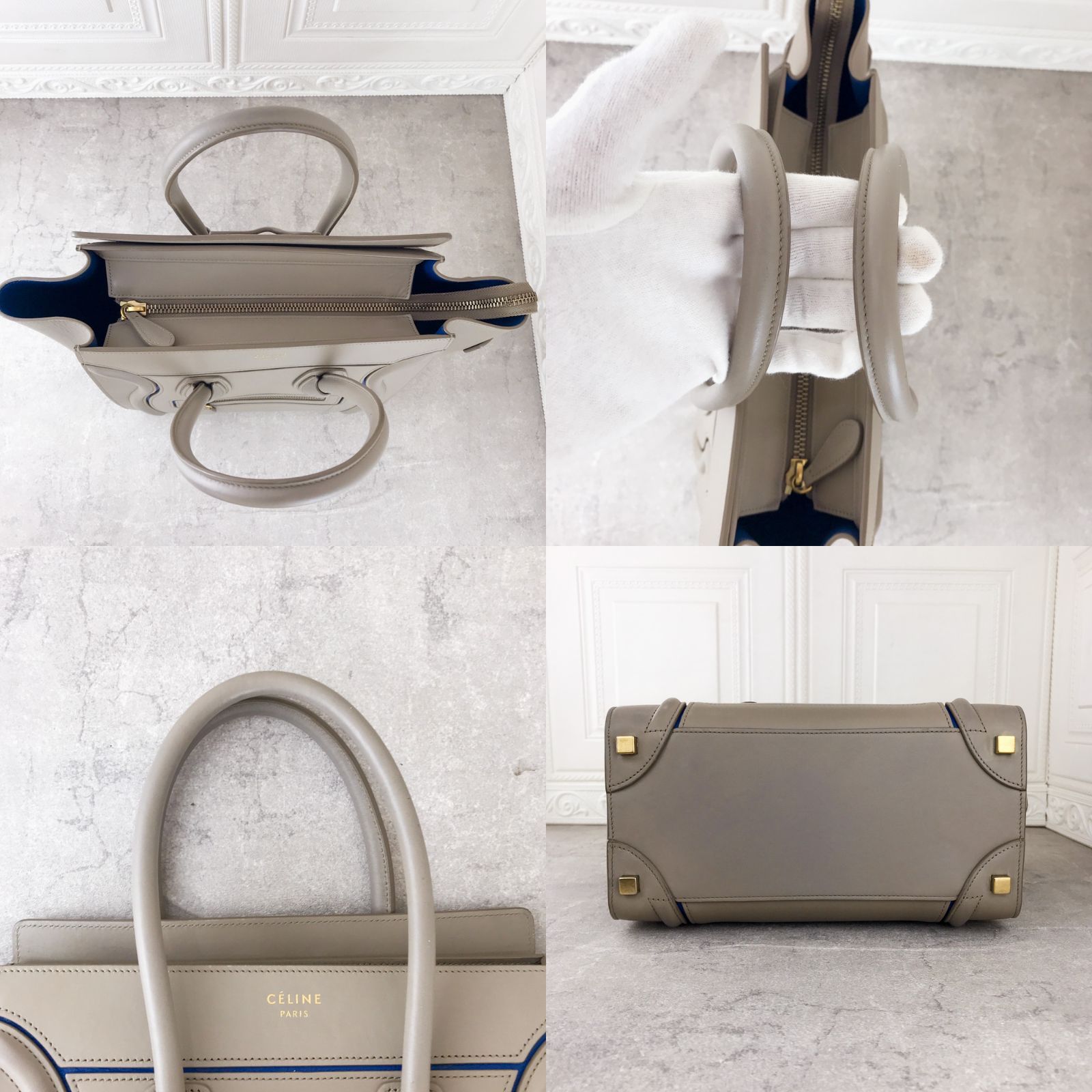 セリーヌ CELINE レア ラゲージ マイクロ グレージュ ブルー - メルカリ