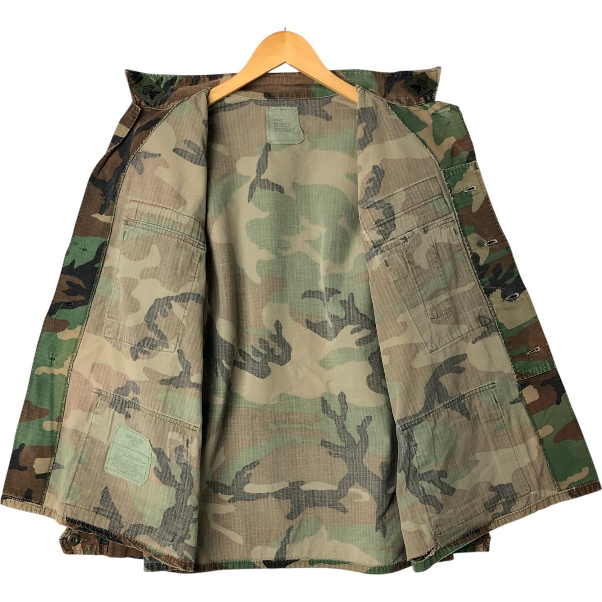 ウッドランドカモ リップストップ ミリタリージャケット 迷彩 古着 90年代 米軍実品 迷彩柄 ウッドランドカモ リップストップ