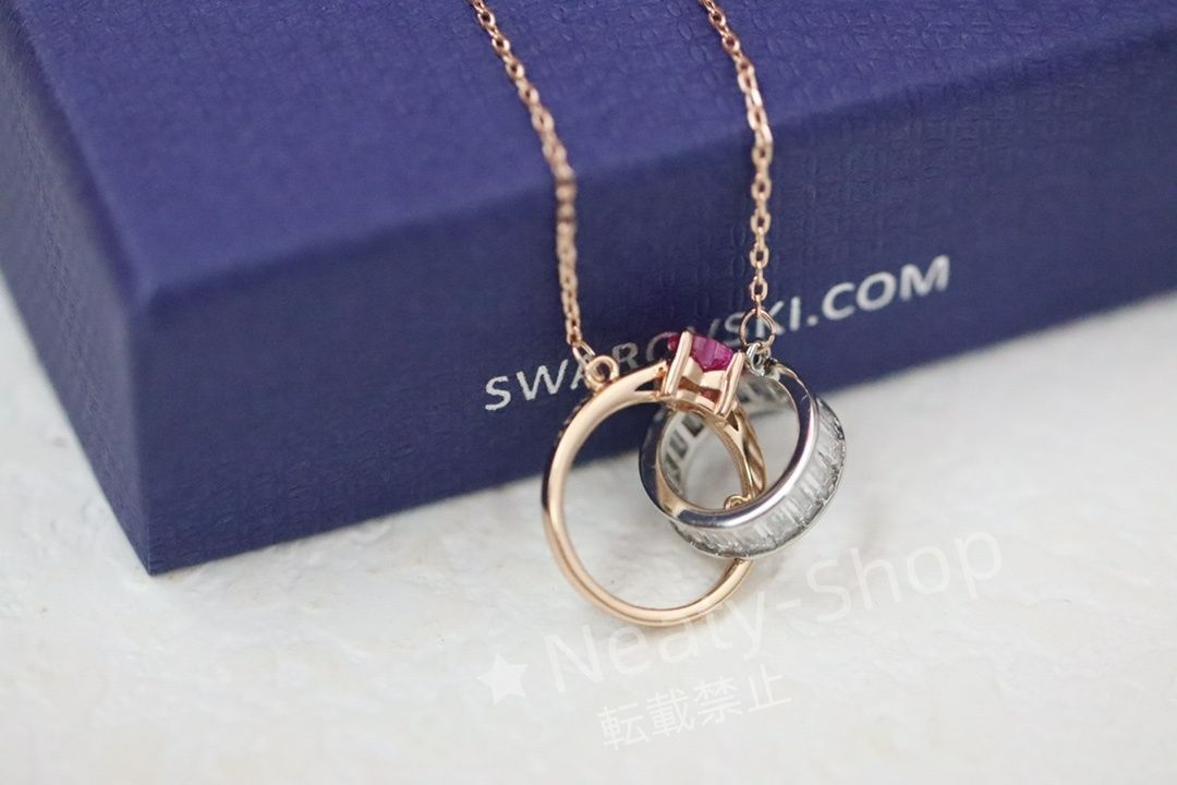 💗新品💗Swarovski  ファッショローズゴールドリングダブルリング鎖骨ネックレス