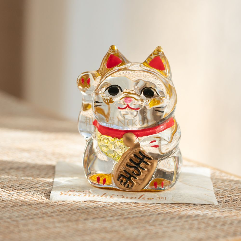 クリスタル金彩小判招き猫 置物 開店祝い おしゃれ まねきねこ 招き猫