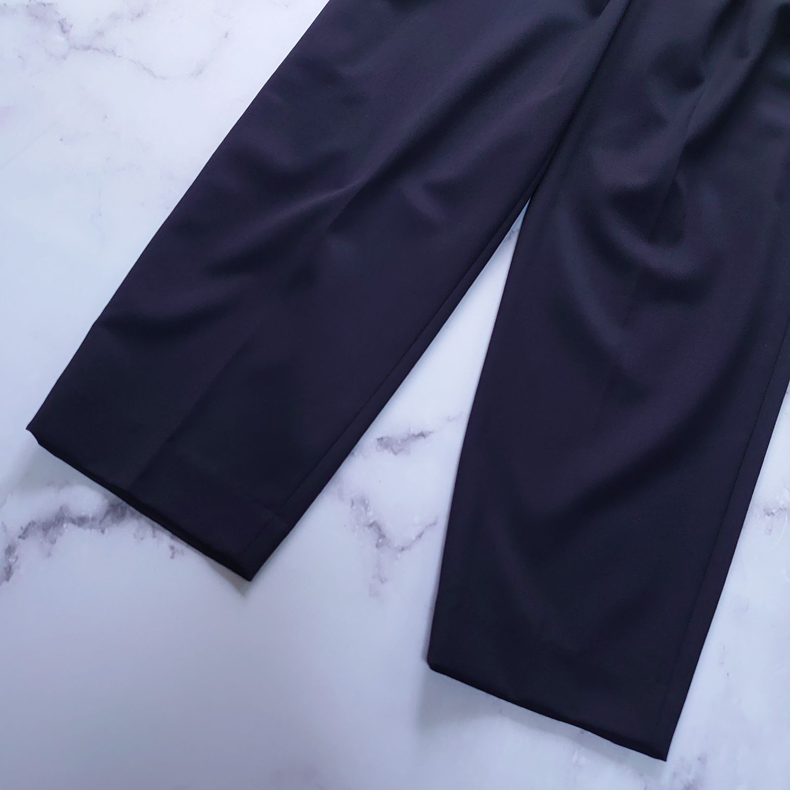 定価5.9万 ニューナウ 榮倉奈々 ウールタックパンツ S テーパード ネイビー WWW_MORNINGWALKER_COM