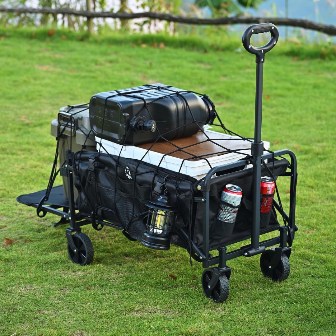  レジャー キャンプ BBQ ブラック ハンドル調節可 テールゲート設計 コンパクト収納 軽量 全地形対応 キャリーワゴン 折りたたみ式 キャリーカート耐荷重150 KG 後部開放可 150 L大容量 2025強化版 アウトドアワゴン ARURU キャリーカート 旅行かばん 小分けバッグ