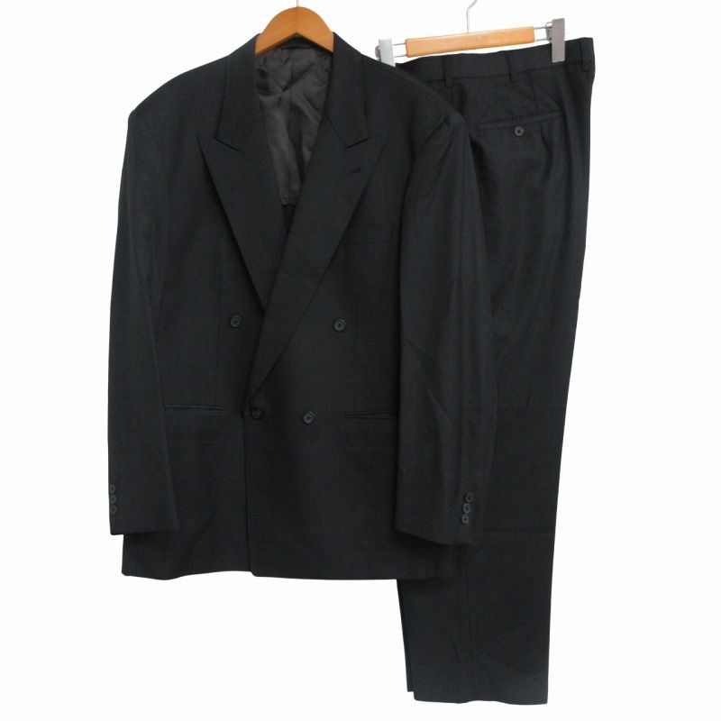 ジャンニヴェルサーチ ヴェルサーチェ GIANNI VERSACE ヴィンテージ SUPER120 s ダブルスーツ セットアップ ピークドラペル フォーマル ビジネス グレー 大きいサイズ XL相当 IBO70