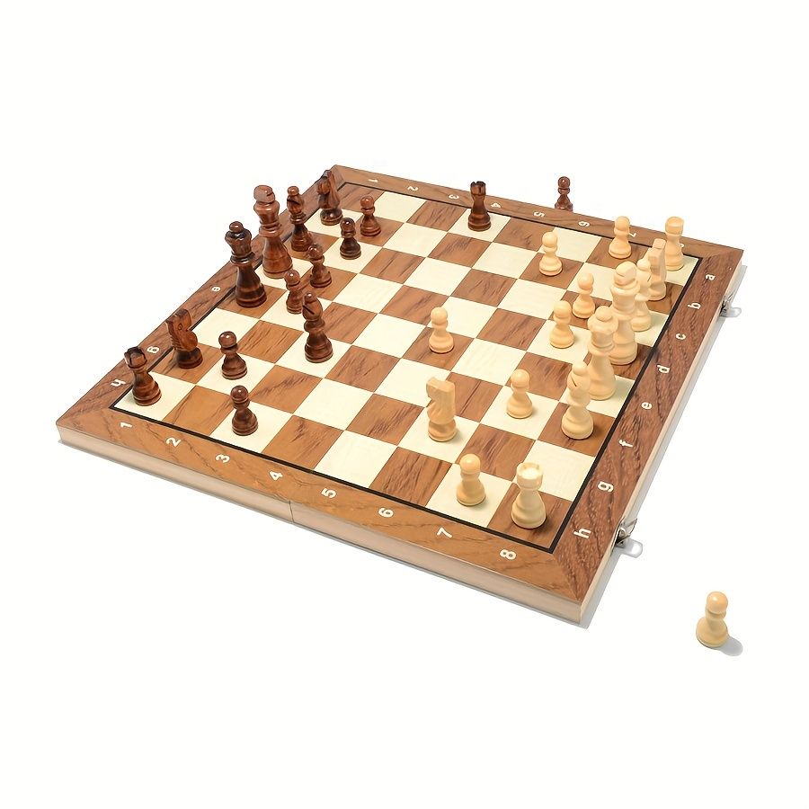 新着商品 木製チェス&チェッカーセット39cm折りたたみ式デュアルレイヤー国際象棋ゲーム磁石付き無充電クリスマス&ハロウィーンに最適耐久性のある木製ボードゲーム家族の楽しみに最