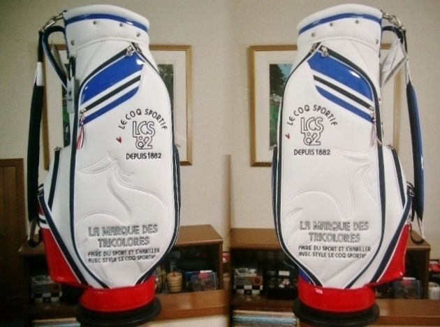 ルコック スポルティフ レディース スタイリッシュ デザイン 合皮×エナメル素材 白青赤 ゴルフバッグ