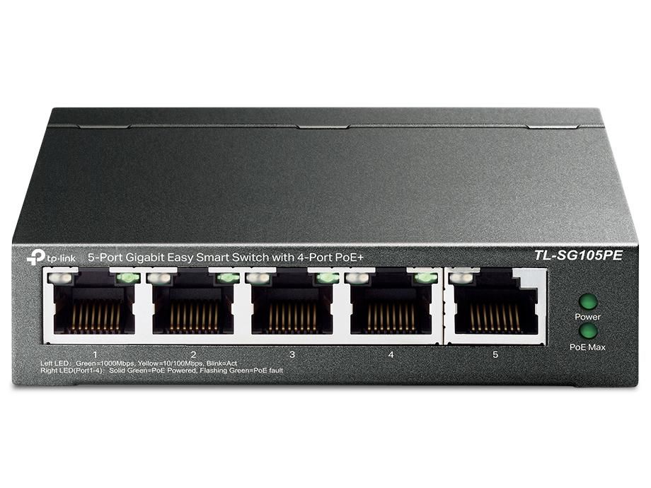【新品・2営業日で発送】TP-LINK TP-Link 5ポート ギガビット イージースマートスイッチ(4 PoE+ポート搭載)TL-SG105PE