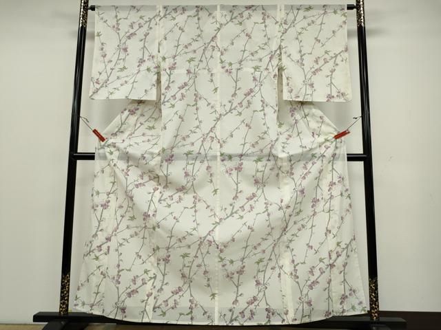 平和屋着物＊夏物 小紋 絽 変わり格子 洗える着物 AAAV1074ph