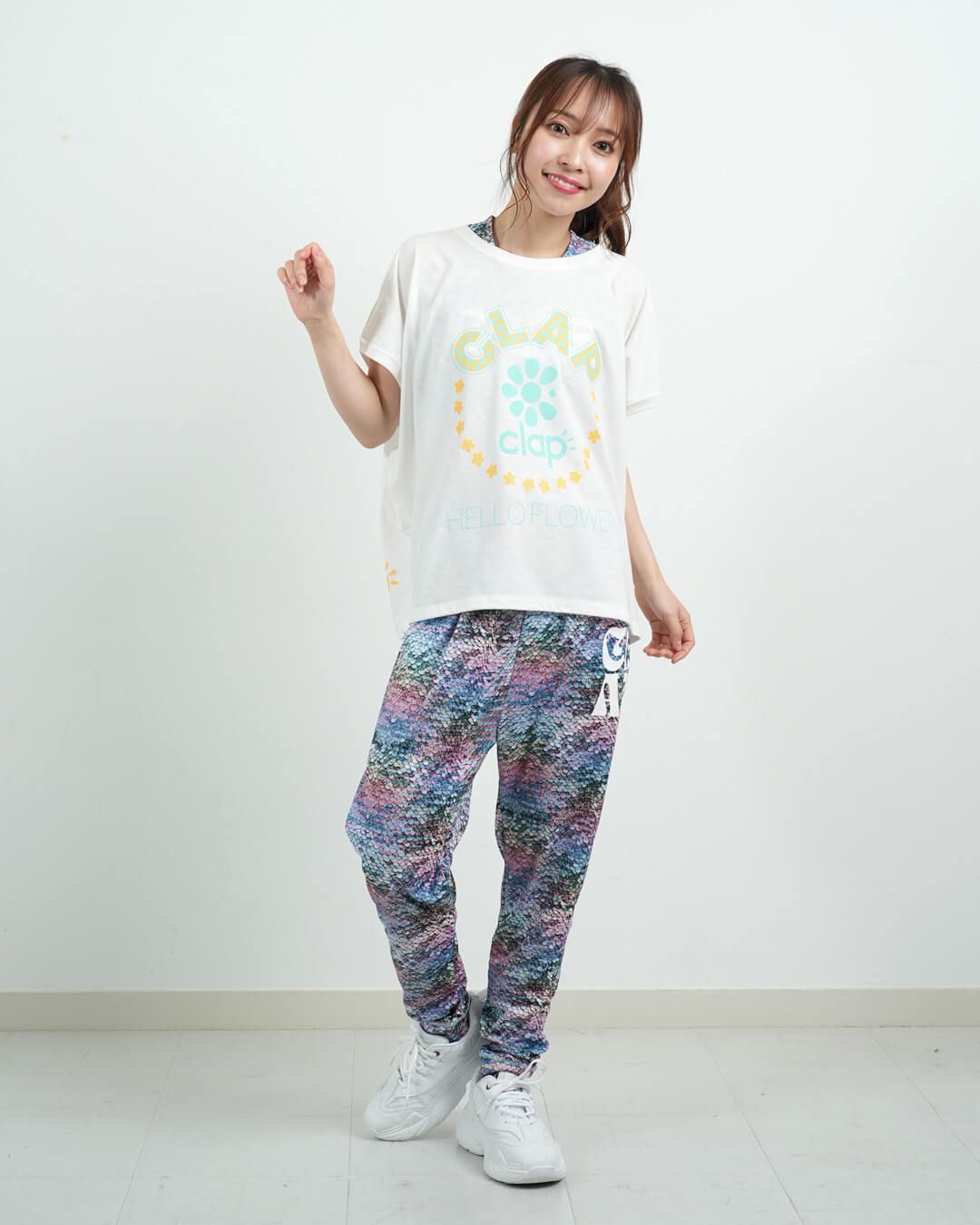 値下げ！新品★ CLAP クラップ　ドルマンTシャツ　白 楽天市場】clap クラップ 4色 CLAP FLOWER DOLMAN レディース