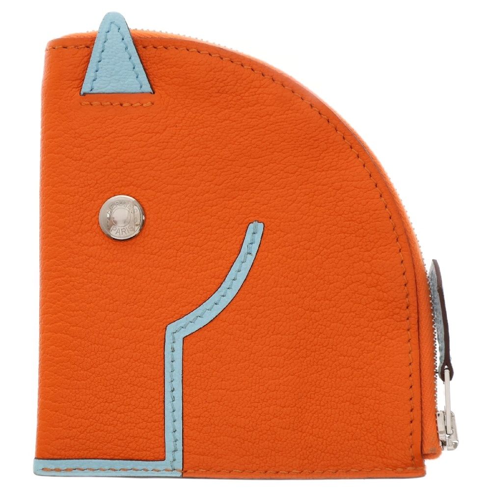 HERMESコインケースオレンジレザー エルメス コインケース（小銭入れ