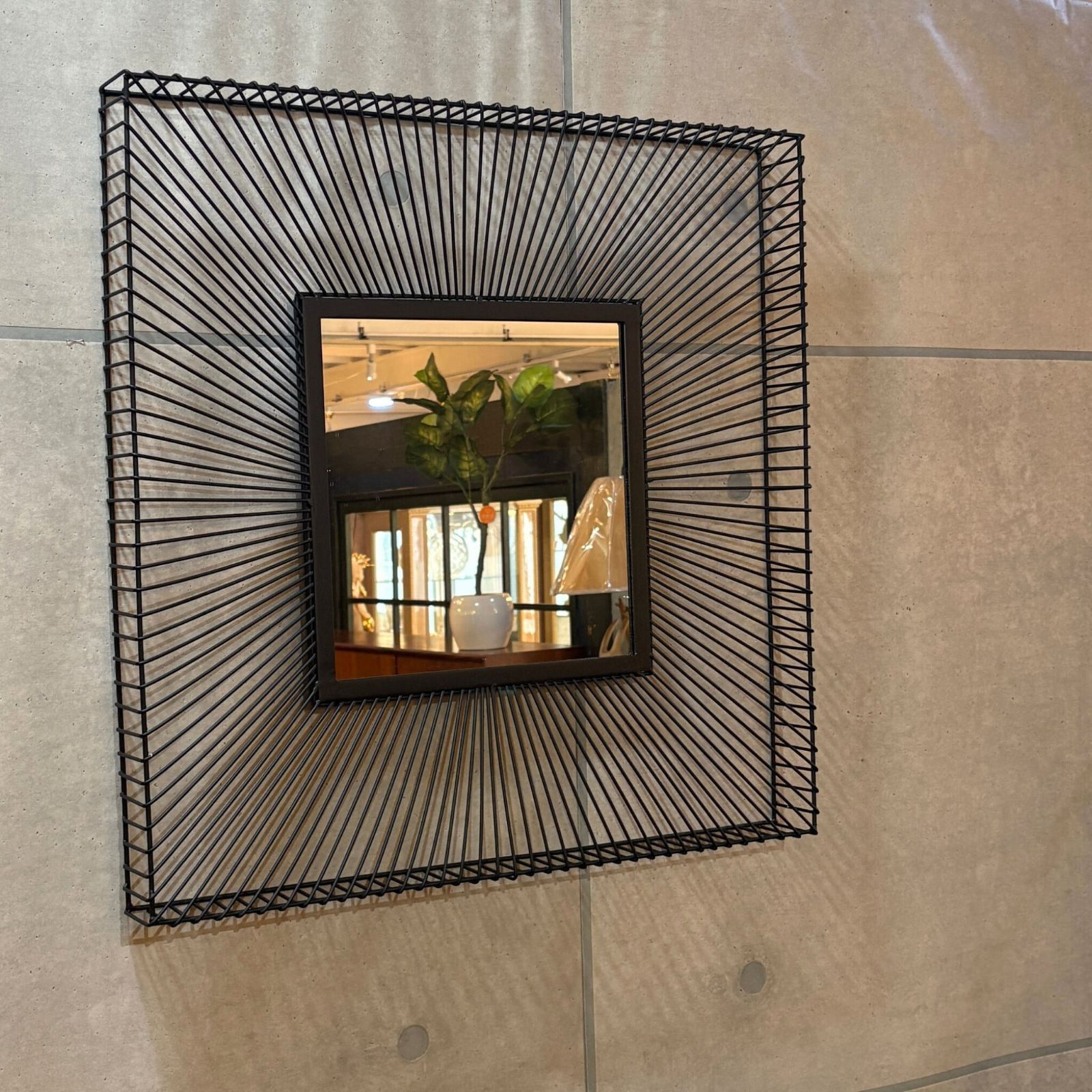 アートデザイン スクエアミラー ブラックワイヤーフレーム ミッドセンチュリーモダン ARRIVO SELECT