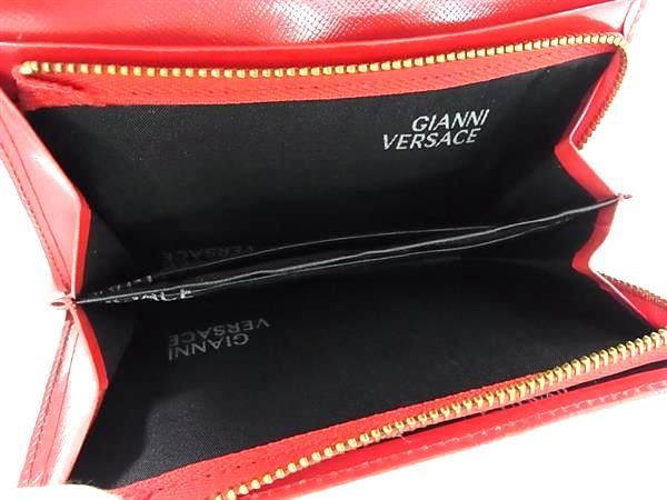 ■新品同様■ VERSACE ヴェルサーチ サンバースト レザー 三つ折り 財布 ウォレット レディース レッド系 AW4360 □新品同様□ VERSACE ヴェルサーチ サンバースト レザー 三つ折り