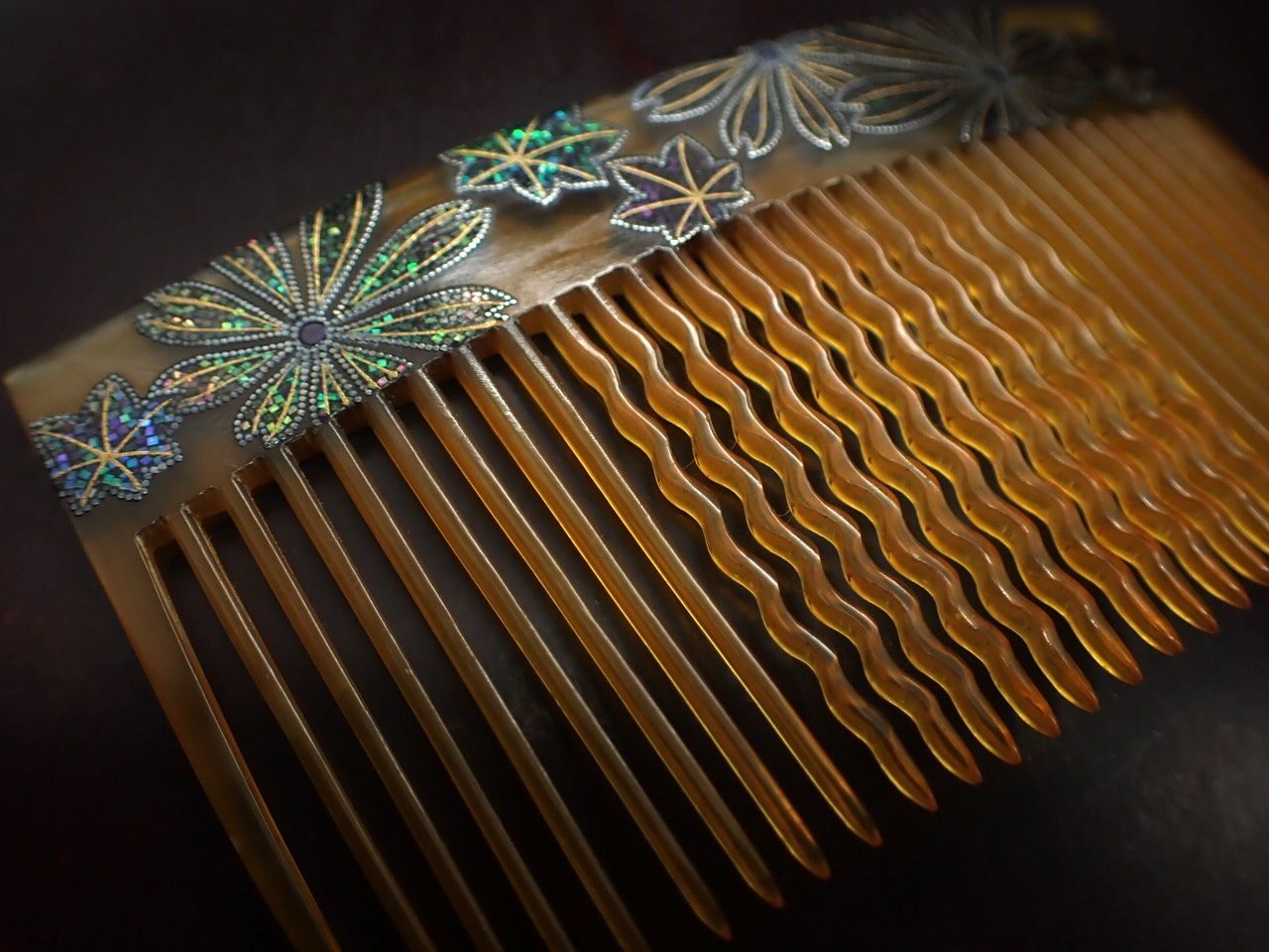 アンティーク 櫛 かんざし 金 蒔絵 本鼈甲 本金 明治大正時代 髪飾り