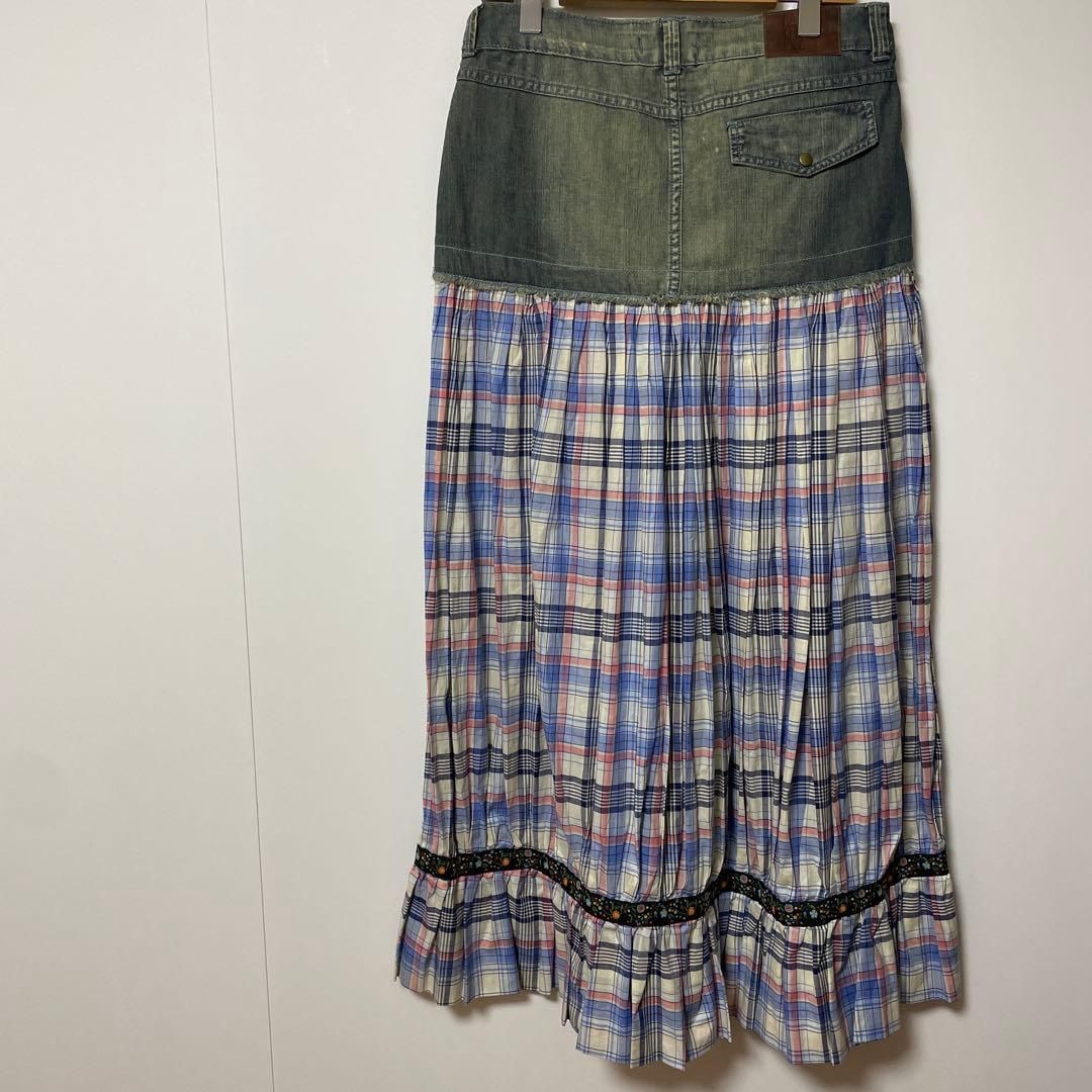デニム チェックスカート