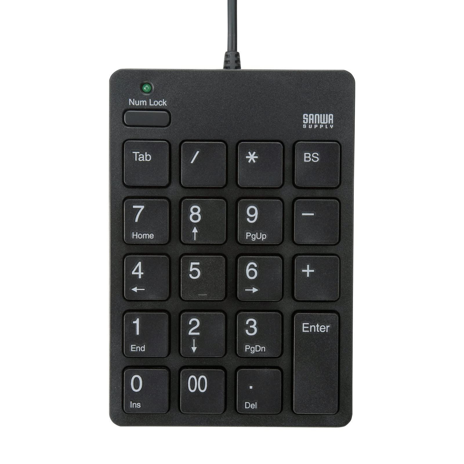 USB2.0ハブなし サンワサプライ テンキー 有線 USB Type-C接続 アイソレーションキー ブラック NT-18CUBK
