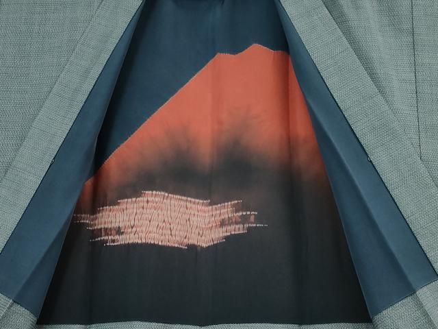 平和屋本店□極上 男性 本場大島紬 アンサンブル 長羽織 亀甲柄 羽裏