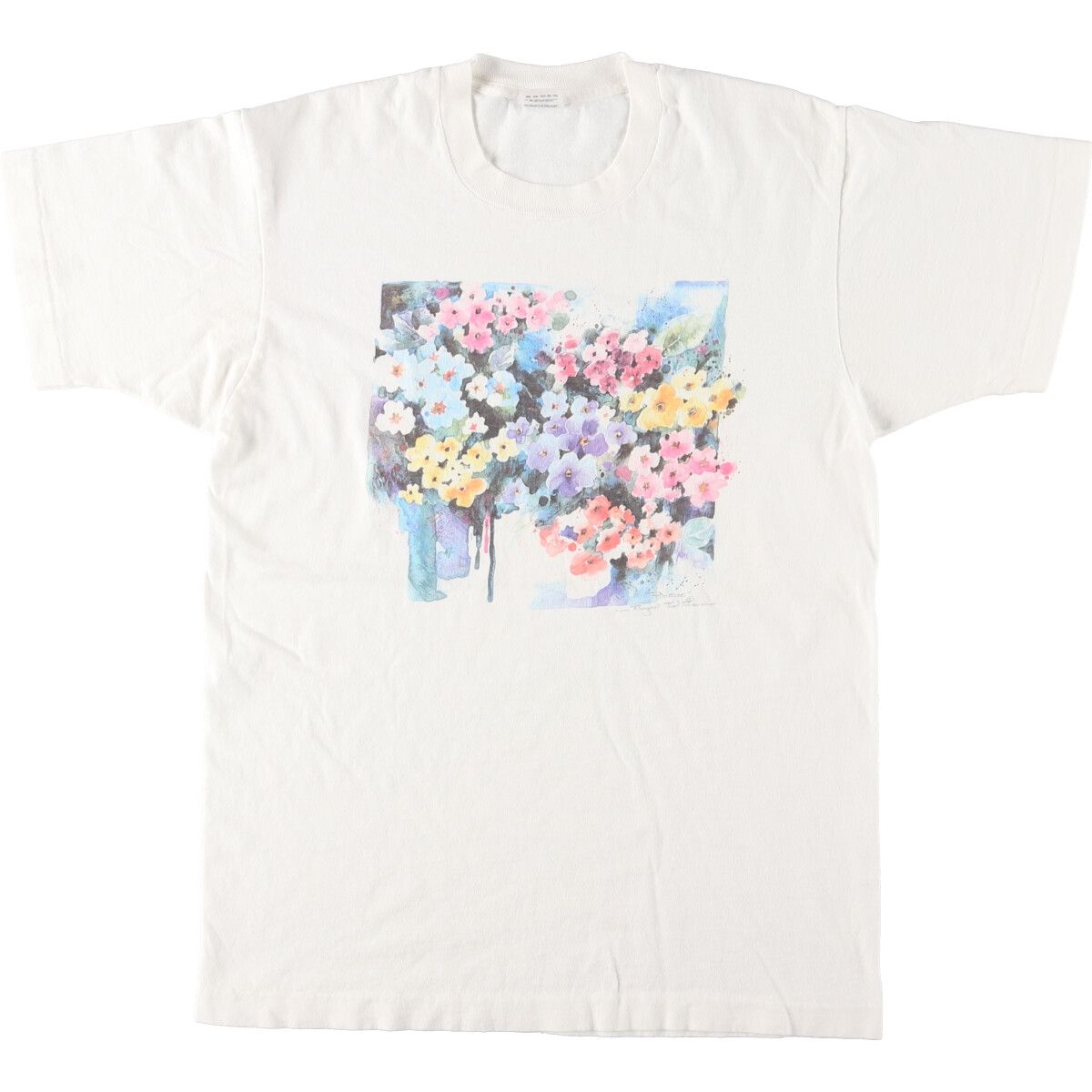 古着 90年代 フルーツオブザルーム FRUIT OF THE LOOM 花柄 半袖 プリントTシャツ USA製 メンズL ヴィンテージ/eaa423668