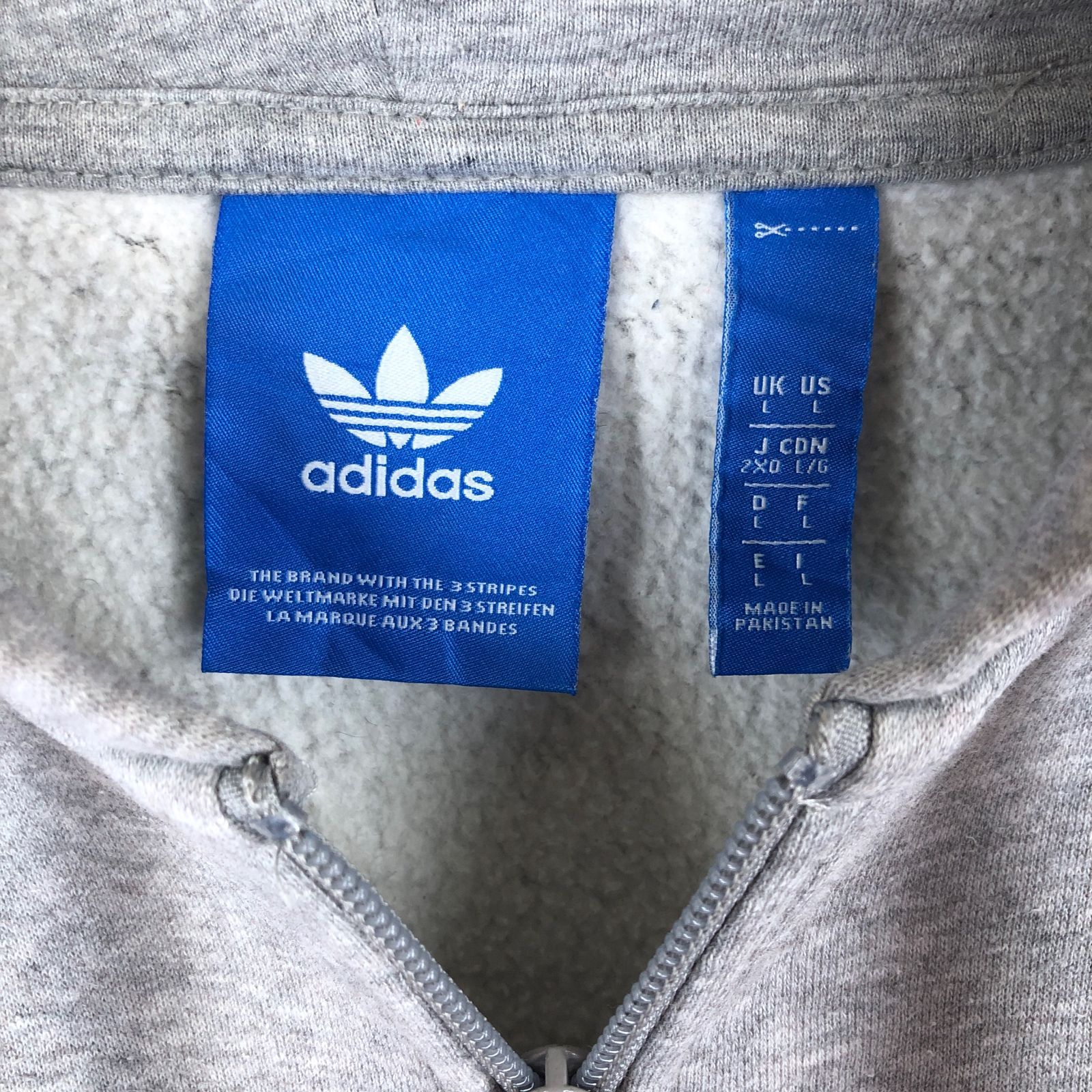 アディダス オリジナルス adidas ジップ パーカー グレー L 古着