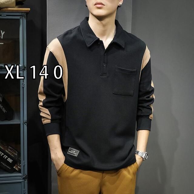 XL 14 0 メンズ ファッション 服 オシャレ シンプル 大人 かっこいい 大きいサイズ ストリート 紳士服 アメリカン カジュアル ポロ シャツ 秋 スウェット シャツ 綿 長袖 T シャツ トップス