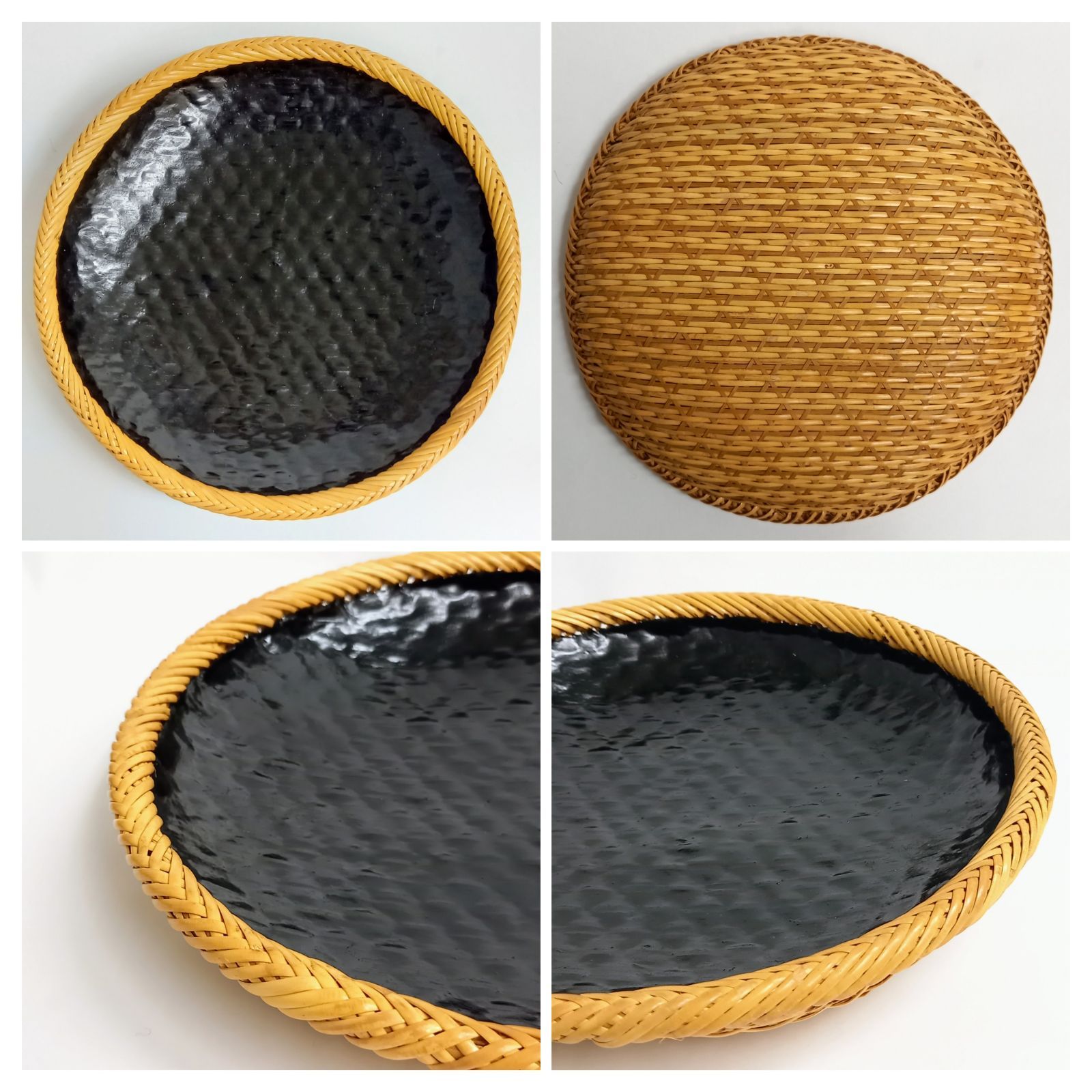 宗全好 二枚重炭斗 大小一双 東竹園斎作 茶道具 炭道具 竹芸 古美術